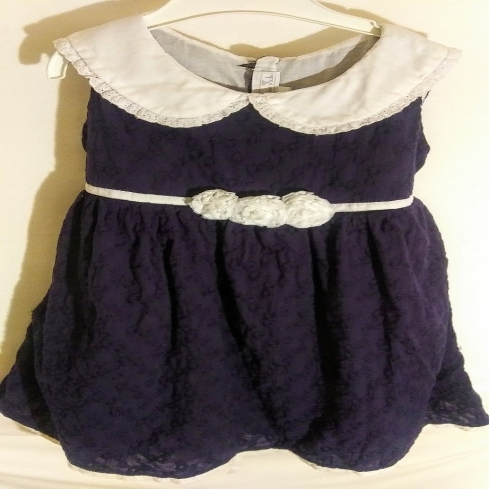 3T Hand Smocked Navy-Blue Dress
